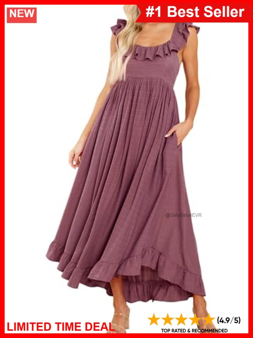Womens Summer Sleeveless Square Neck Midi Dress Boho Beach Vacation